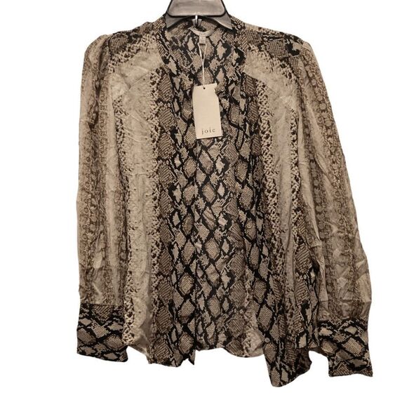 NWT Joie Talin Snakeskin Print Chiffon Blouse in Porcelain - Picture 4 of 6